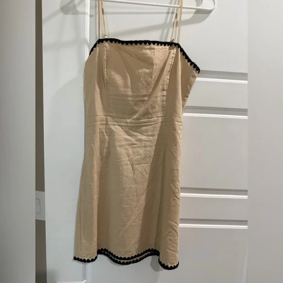 Petal & Pup Beige Mini Dress with Black Trim - Picture 2 of 3